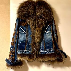 Fabulous Giorgio Rotti Denim Fox Biker Style Jacket